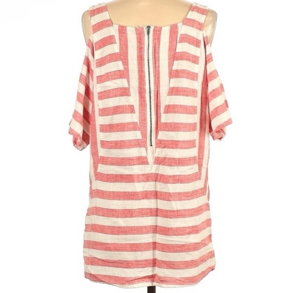 Soft Surroundings Sunset Park Linen Blend Striped Cold
Shoulder Tunic Top 1X - Picture 2 of 6
